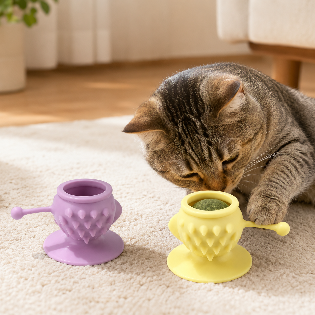 🌸 Catnip Lick Toy | Silicone Material | Indoor Cat Entertainment | Pet Gift Essential | Cute Pastel Design