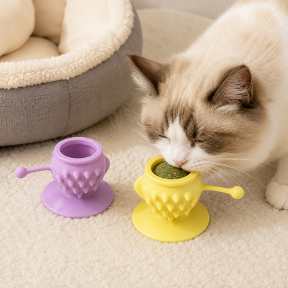 🌸 Catnip Lick Toy | Silicone Material | Indoor Cat Entertainment | Pet Gift Essential | Cute Pastel Design
