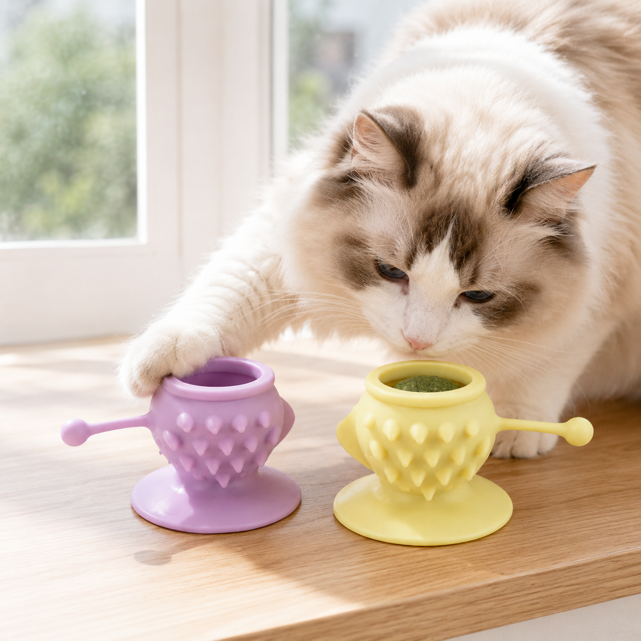 🌸 Catnip Lick Toy | Silicone Material | Indoor Cat Entertainment | Pet Gift Essential | Cute Pastel Design