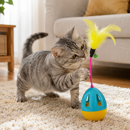 🌈 Interactive Cat Toy | Durable Plastic Material | Indoor Cat Playtime | Pet Lover Gift | Colorful Balance Design