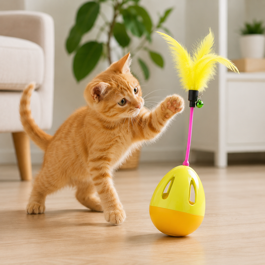🌈 Interactive Cat Toy | Durable Plastic Material | Indoor Cat Playtime | Pet Lover Gift | Colorful Balance Design