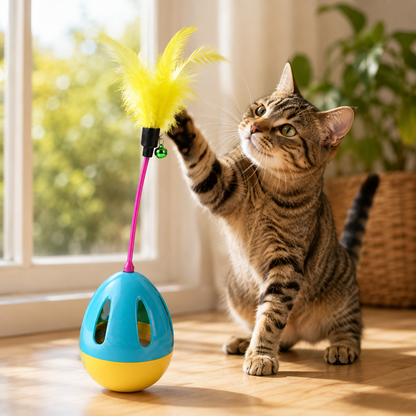 🌈 Interactive Cat Toy | Durable Plastic Material | Indoor Cat Playtime | Pet Lover Gift | Colorful Balance Design