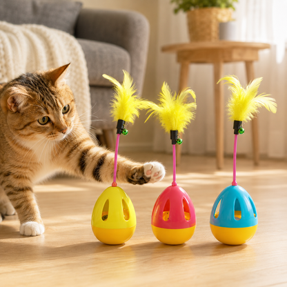 🌈 Interactive Cat Toy | Durable Plastic Material | Indoor Cat Playtime | Pet Lover Gift | Colorful Balance Design