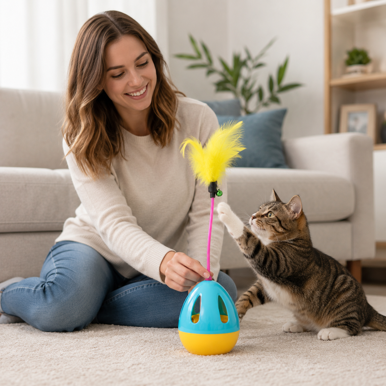 🌈 Interactive Cat Toy | Durable Plastic Material | Indoor Cat Playtime | Pet Lover Gift | Colorful Balance Design