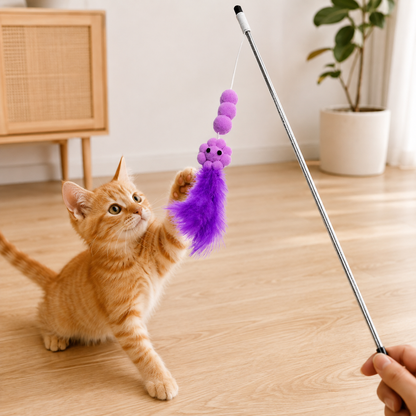🌻 Interactive Cat Wand Toy | Soft Feather Material | Indoor Cat Exercise | Pet Gift Essential | Cute Flower Design