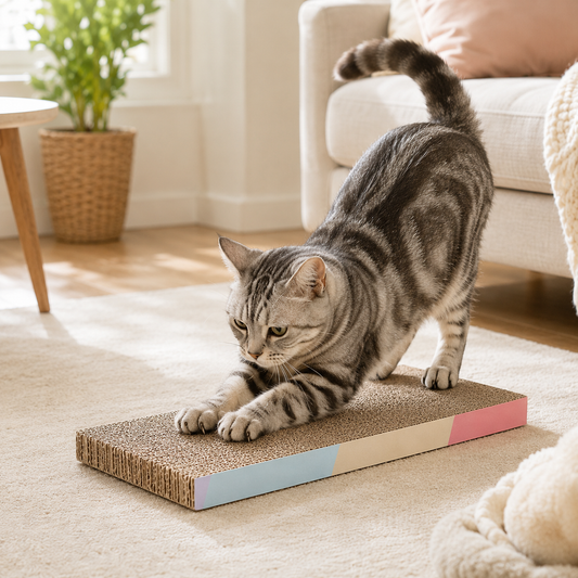 Cat Scratcher Board | Corrugated Cardboard Material | Indoor Cat Activity | Pet Gift Essential | Minimalist Scratch Design