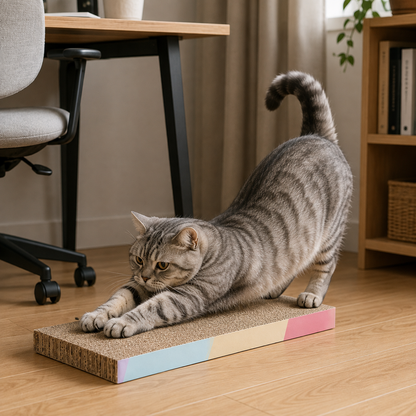 Cat Scratcher Board | Corrugated Cardboard Material | Indoor Cat Activity | Pet Gift Essential | Minimalist Scratch Design