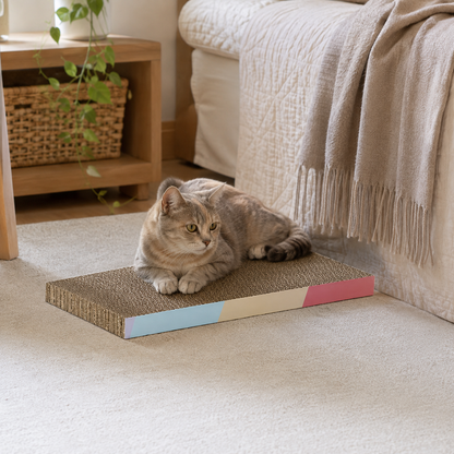 Cat Scratcher Board | Corrugated Cardboard Material | Indoor Cat Activity | Pet Gift Essential | Minimalist Scratch Design
