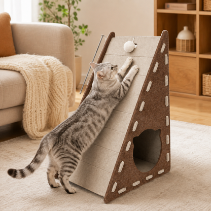 🐾 Cat Scratching Ramp | Soft Felt & Cardboard Material | Indoor Cat Playground | Pet Gift Essential | Cozy Triangle Design