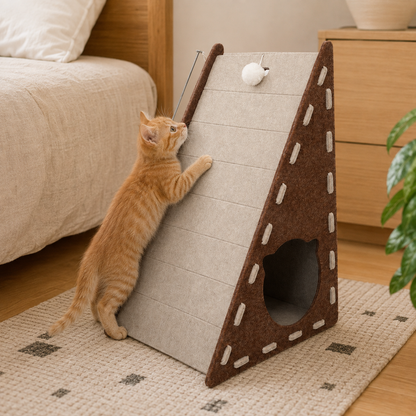 🐾 Cat Scratching Ramp | Soft Felt & Cardboard Material | Indoor Cat Playground | Pet Gift Essential | Cozy Triangle Design