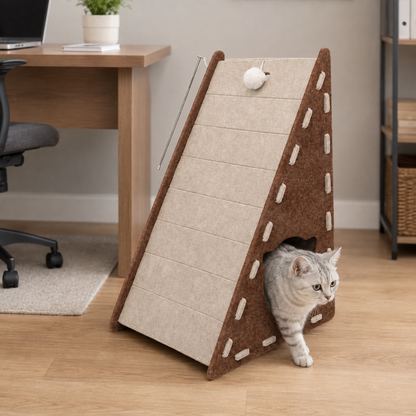 🐾 Cat Scratching Ramp | Soft Felt & Cardboard Material | Indoor Cat Playground | Pet Gift Essential | Cozy Triangle Design