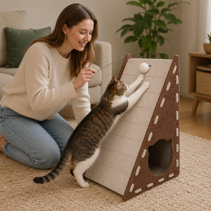 🐾 Cat Scratching Ramp | Soft Felt & Cardboard Material | Indoor Cat Playground | Pet Gift Essential | Cozy Triangle Design
