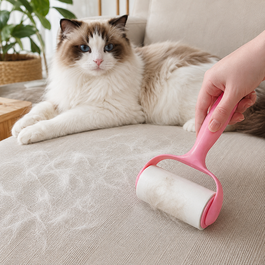 🌸 Pet Hair Remover Roller | Pink ABS Handle | Quick Fur Cleaning Tool | Cat & Dog Care Essential | Reusable Cleaning Design