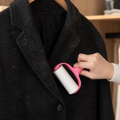🌸 Pet Hair Remover Roller | Pink ABS Handle | Quick Fur Cleaning Tool | Cat & Dog Care Essential | Reusable Cleaning Design