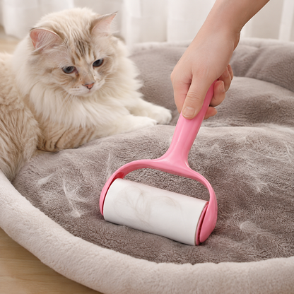 🌸 Pet Hair Remover Roller | Pink ABS Handle | Quick Fur Cleaning Tool | Cat & Dog Care Essential | Reusable Cleaning Design