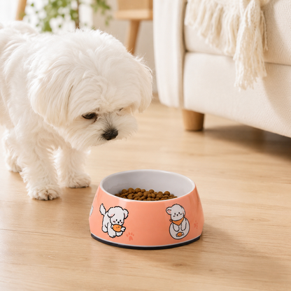 🍑 Pet Feeding Bowl | Smooth Durable Material | Daily Mealtime Essential | Cat & Dog Parent Gift | Cute Cartoon Design