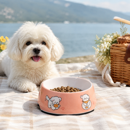🍑 Pet Feeding Bowl | Smooth Durable Material | Daily Mealtime Essential | Cat & Dog Parent Gift | Cute Cartoon Design