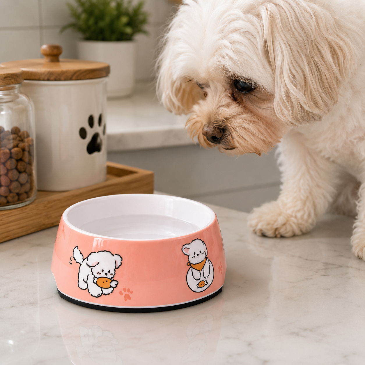 🍑 Pet Feeding Bowl | Smooth Durable Material | Daily Mealtime Essential | Cat & Dog Parent Gift | Cute Cartoon Design