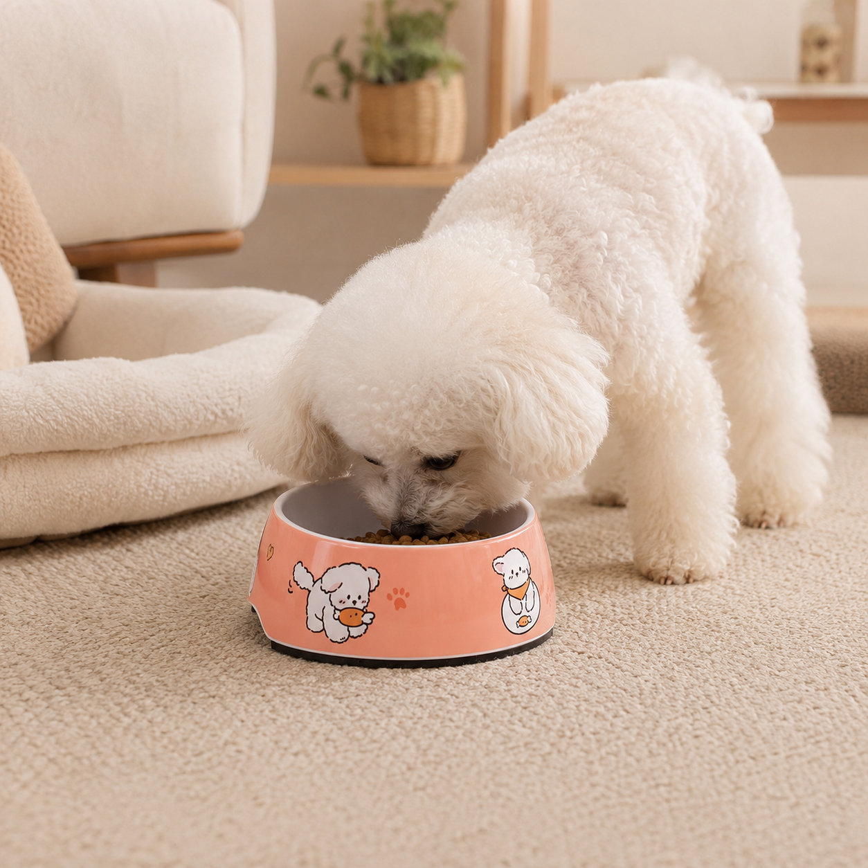 🍑 Pet Feeding Bowl | Smooth Durable Material | Daily Mealtime Essential | Cat & Dog Parent Gift | Cute Cartoon Design
