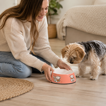 🍑 Pet Feeding Bowl | Smooth Durable Material | Daily Mealtime Essential | Cat & Dog Parent Gift | Cute Cartoon Design