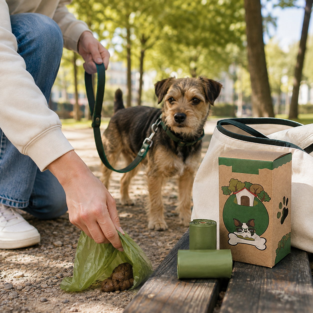 🌿 Pet Cleanup | Leakproof Waste Bags | Outdoor Walks | Dog Parent Essential | Fresh Green Design