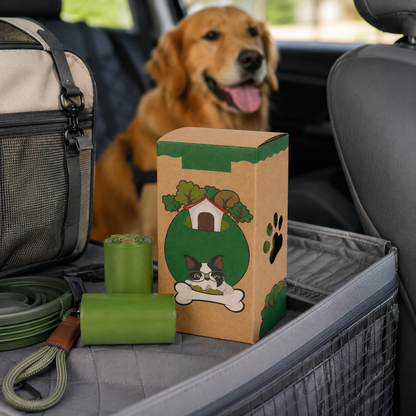 🌿 Pet Cleanup | Leakproof Waste Bags | Outdoor Walks | Dog Parent Essential | Fresh Green Design
