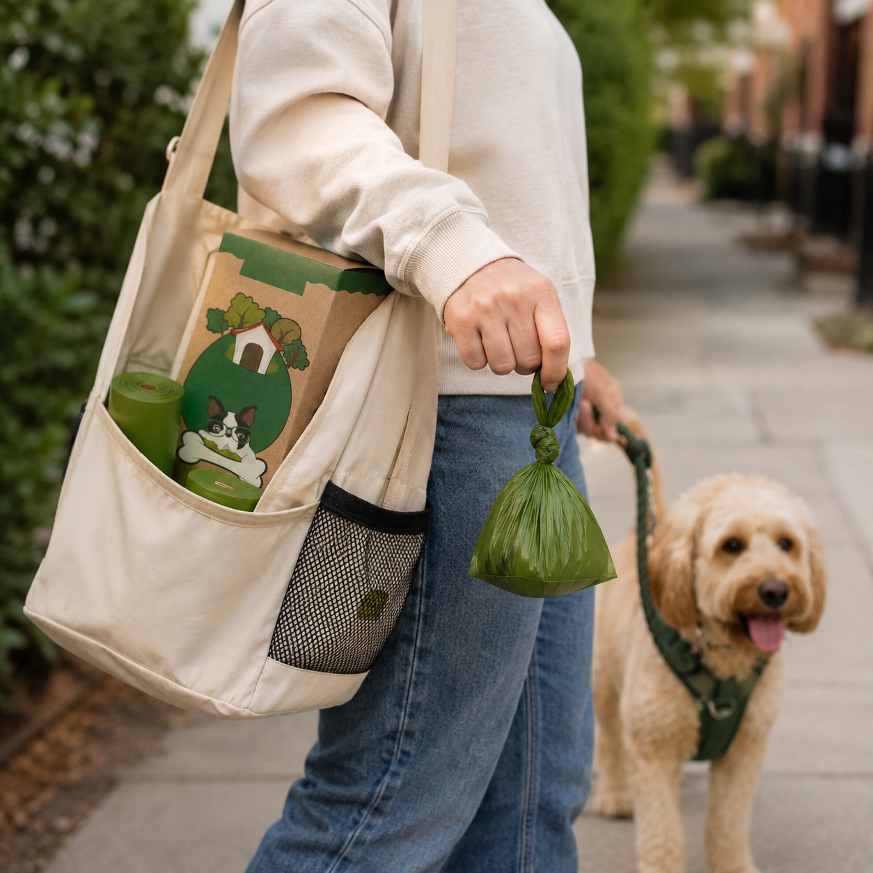 🌿 Pet Cleanup | Leakproof Waste Bags | Outdoor Walks | Dog Parent Essential | Fresh Green Design
