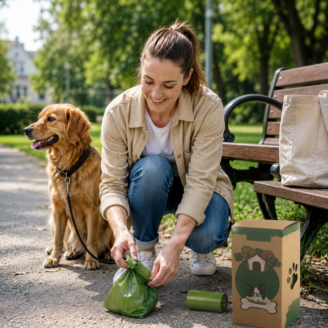 🌿 Pet Cleanup | Leakproof Waste Bags | Outdoor Walks | Dog Parent Essential | Fresh Green Design