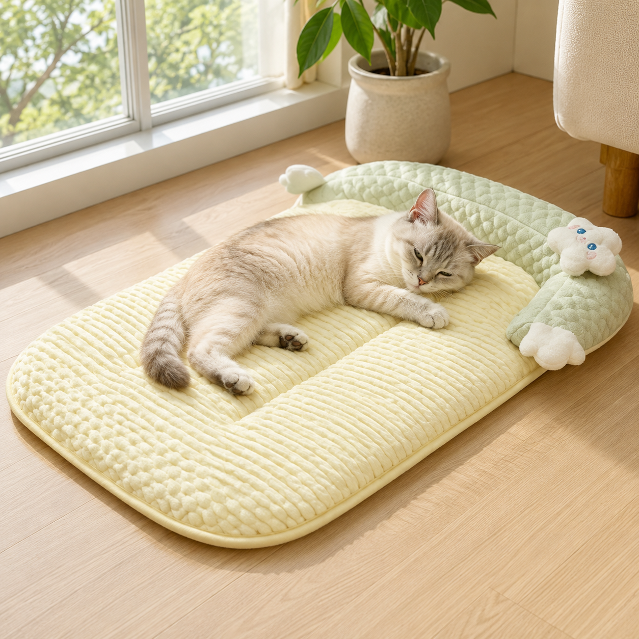 💛 Cozy Pet Mat | Plush Padded Comfort | Home Lounging | Pet Lover Gift | Adorable Star Detail