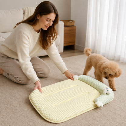 💛 Cozy Pet Mat | Plush Padded Comfort | Home Lounging | Pet Lover Gift | Adorable Star Detail