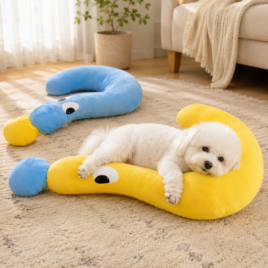 💙 Cozy Pet Pillow | Soft Plush Comfort | Home Napping | Pet Lover Gift | Playful Curved Design