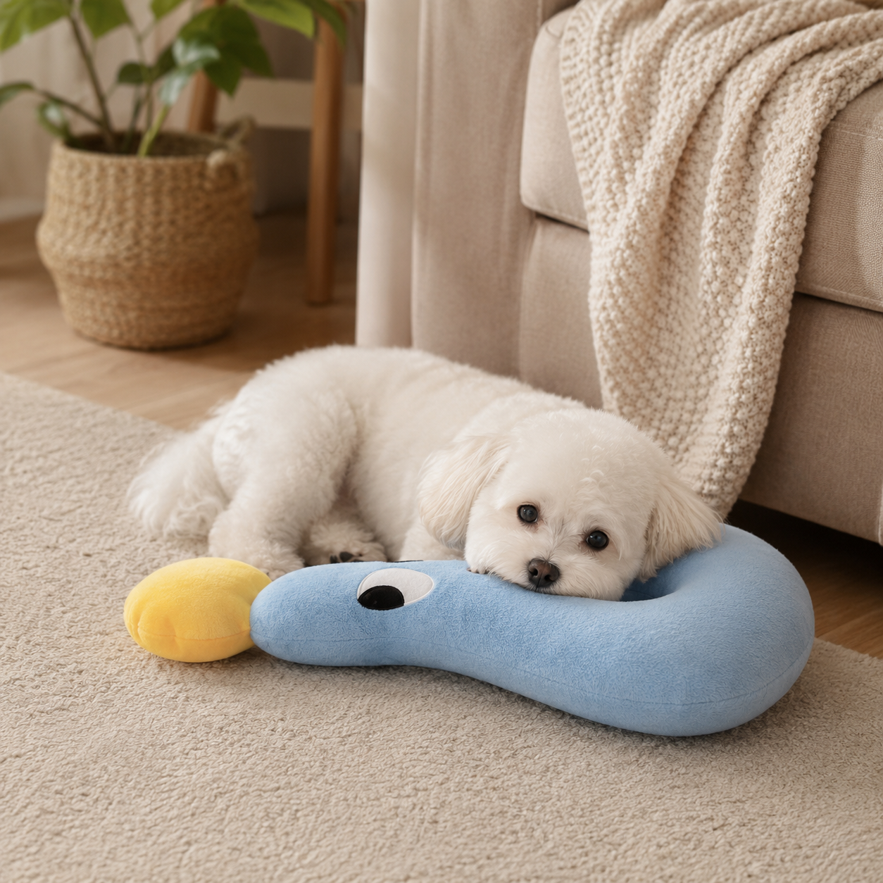 💙 Cozy Pet Pillow | Soft Plush Comfort | Home Napping | Pet Lover Gift | Playful Curved Design