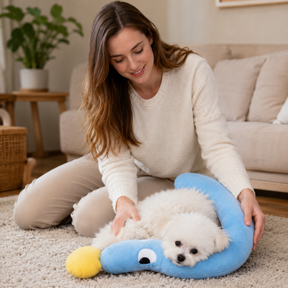 💙 Cozy Pet Pillow | Soft Plush Comfort | Home Napping | Pet Lover Gift | Playful Curved Design