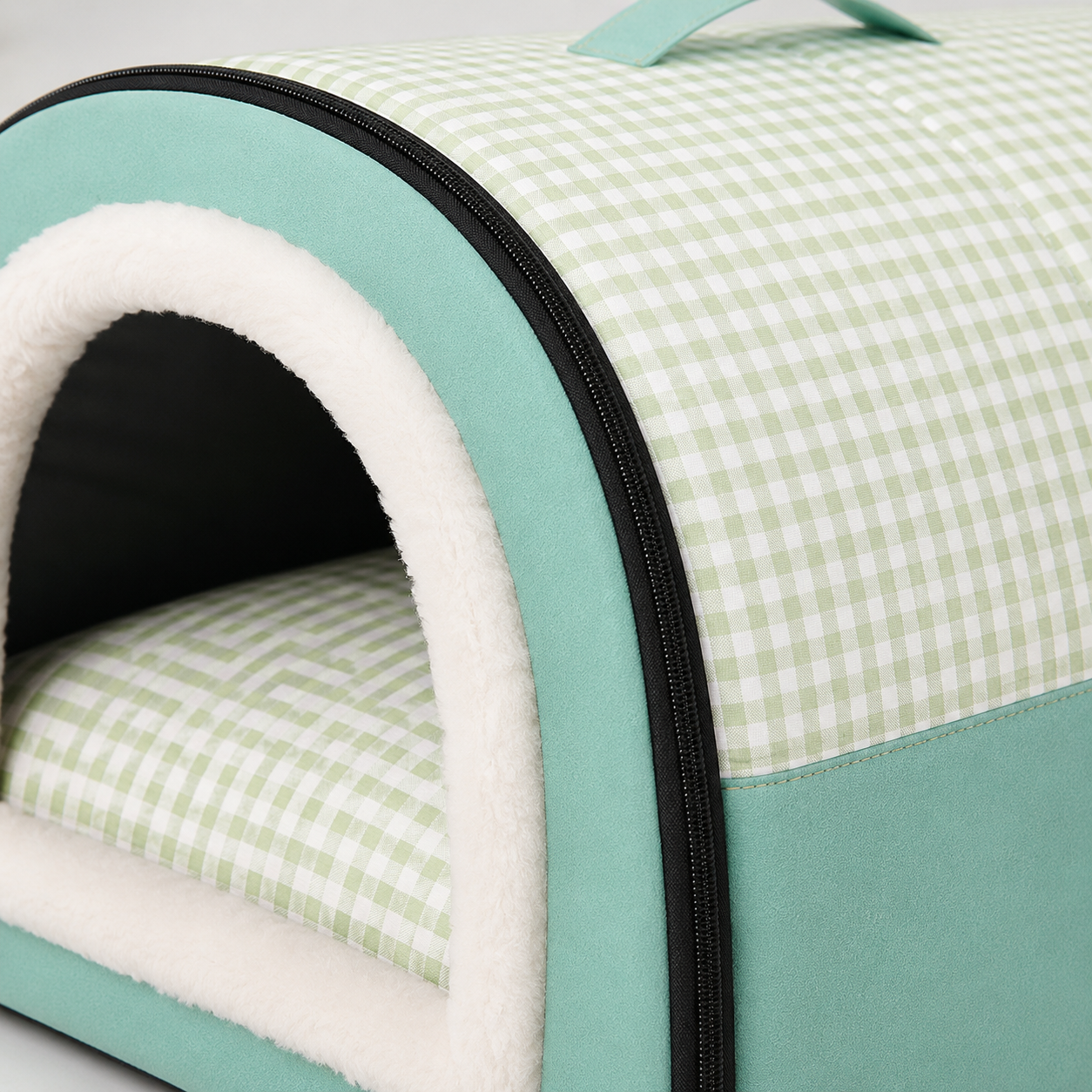 🌿 Cozy Pet Haven | Soft Padded Fabric | Indoor Rest | Pet Parent Gift | Fresh Gingham Charm