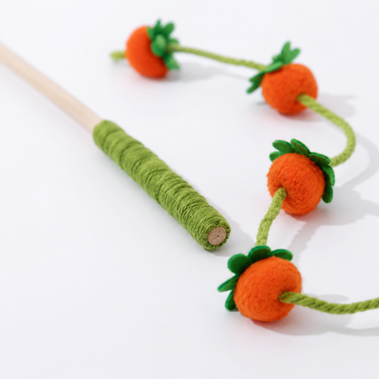 🥕 Interactive Cat Toy | Wood & Plush | Indoor Play | Cat Lover Gift | Carrot Charm Design