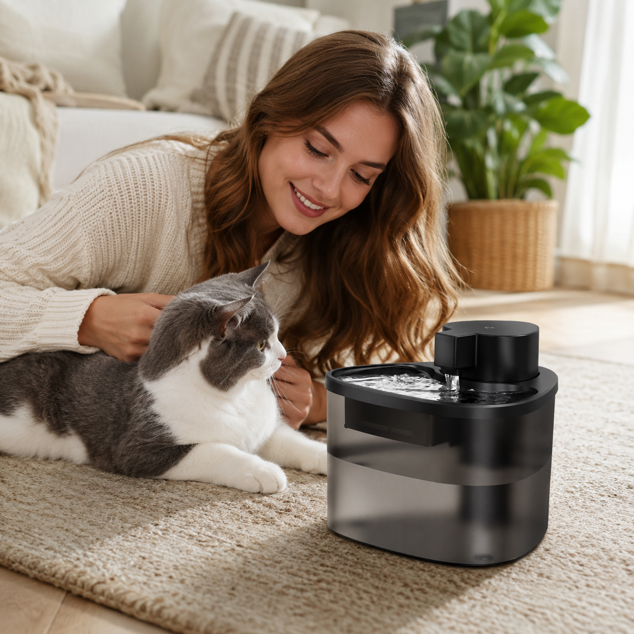 🖤 Pet Fountain | Sleek Filtered Water Flow | Modern Hydration Essential