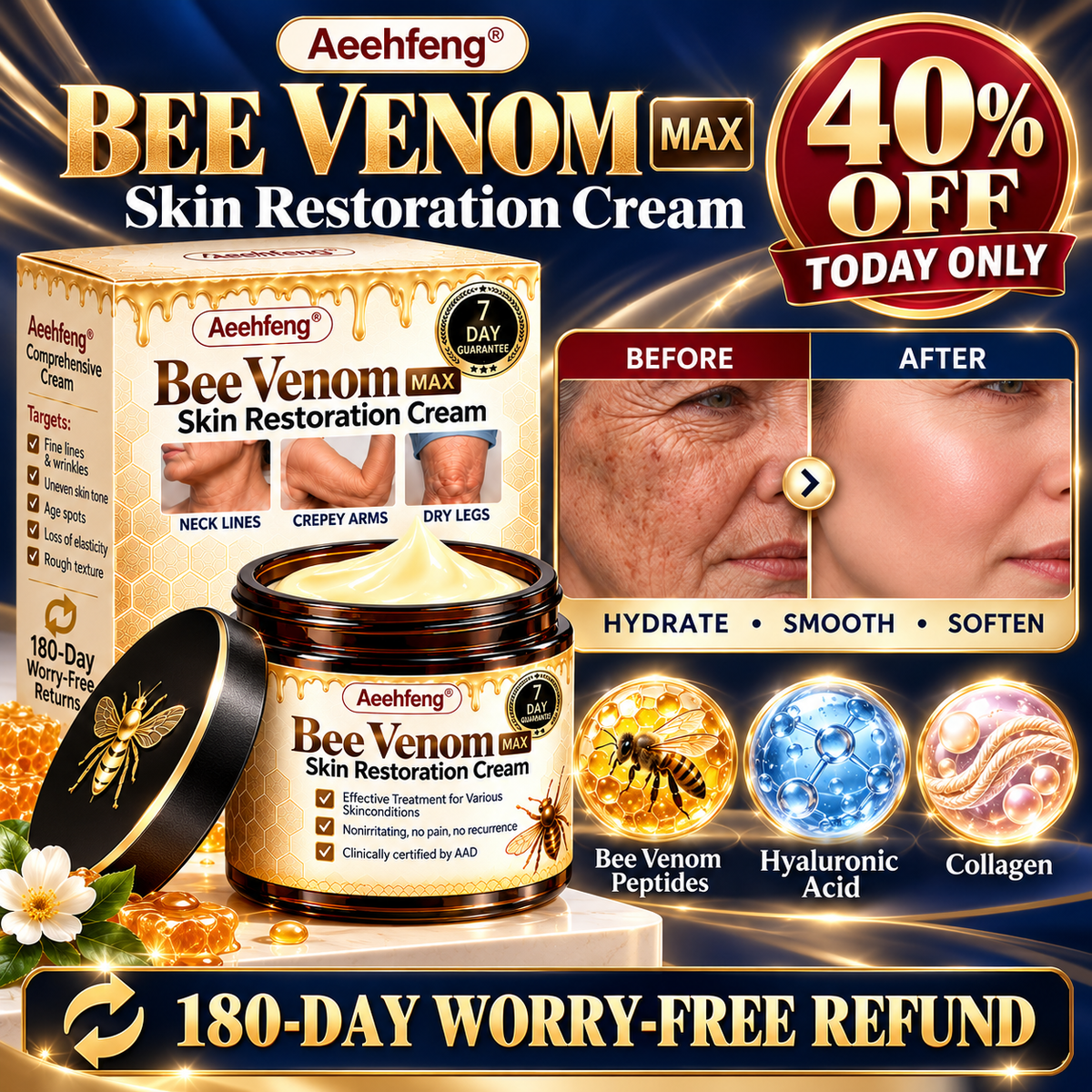 💐Official Brand Shop丨Aeehfeng® Bee venom Pro Comprehensive Cream—Tightening for Skin Types