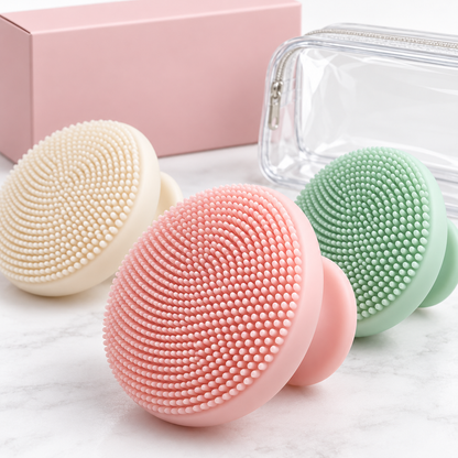 Macro detail silicone bristle cleansing pad trio