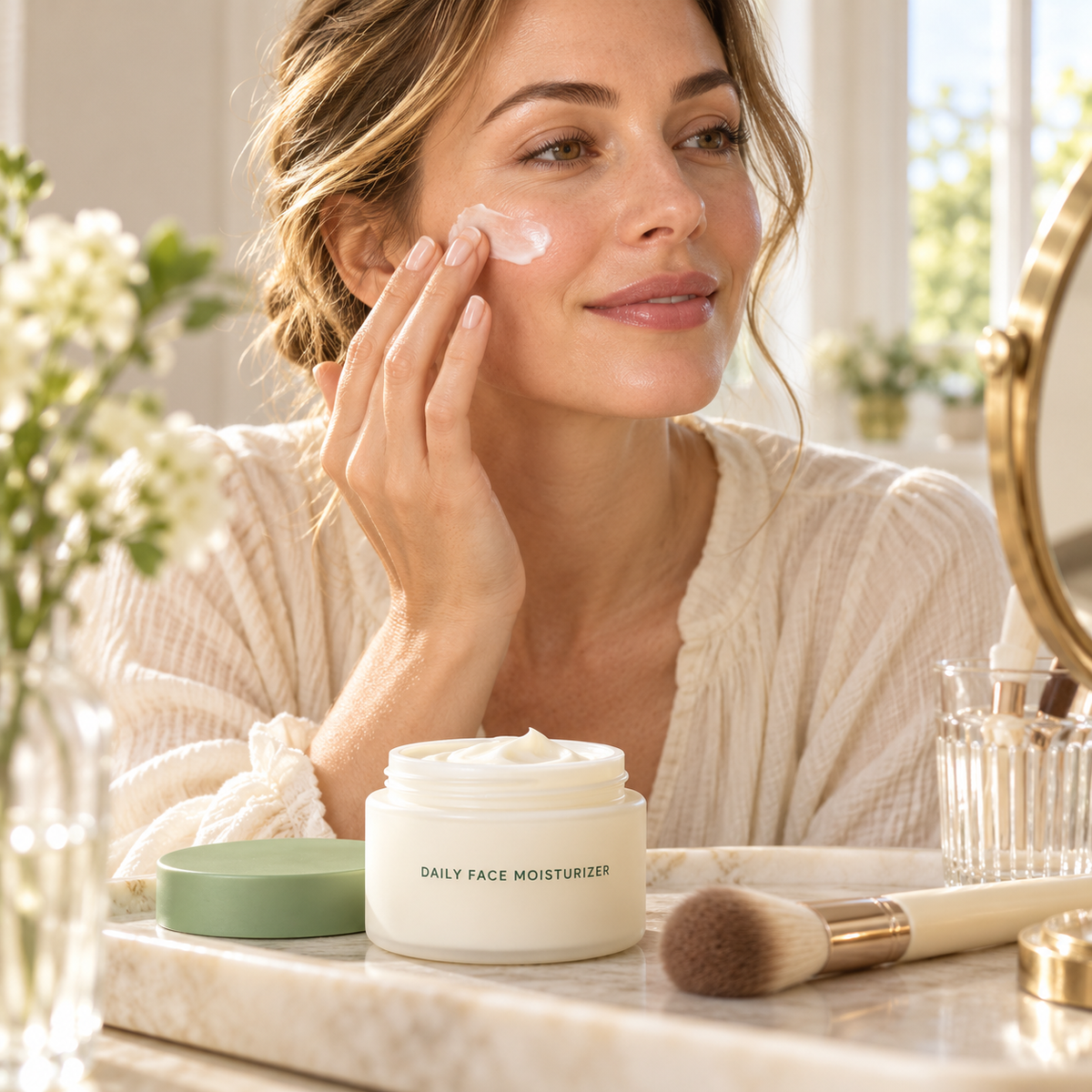 Illustrative getting-ready moisturizer routine