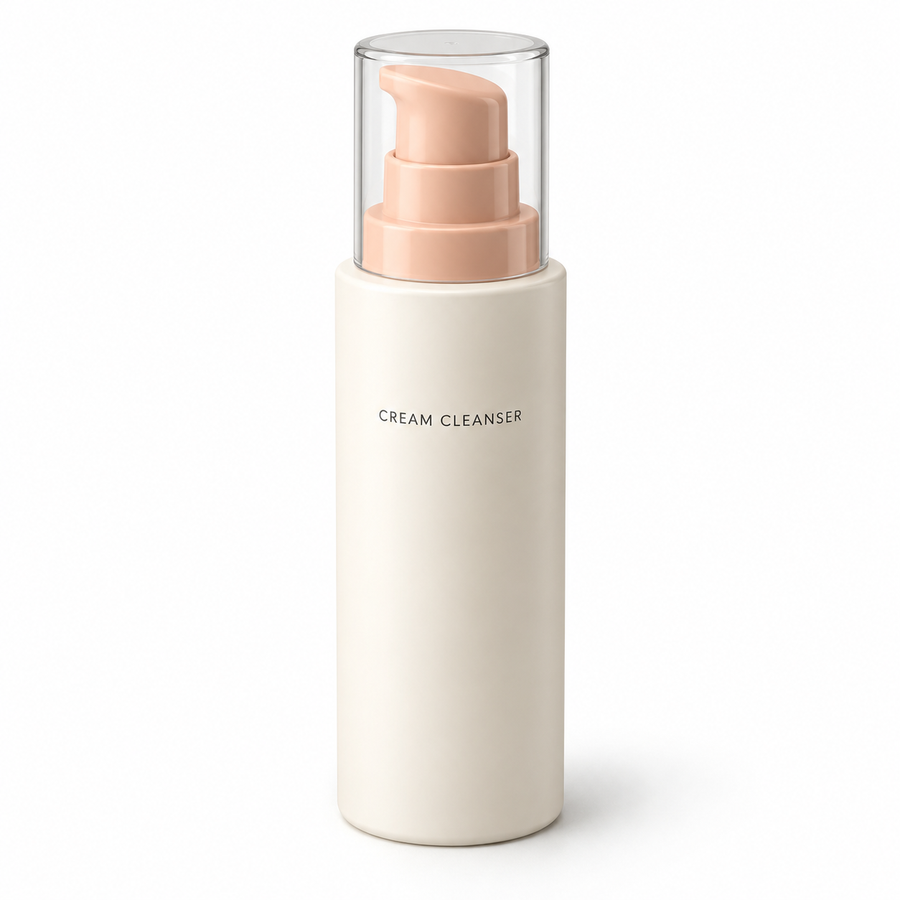 Cream Facial Cleanser — white background product concept