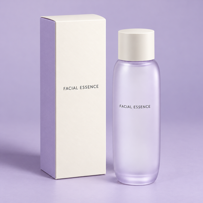 Facial essence bottle and carton concept