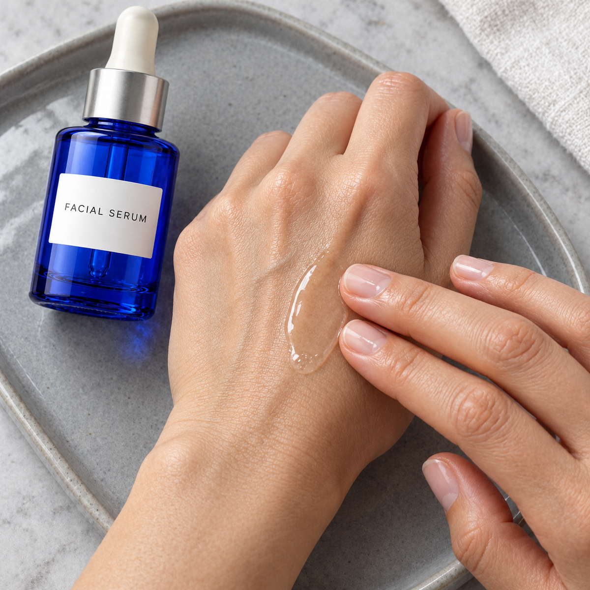 Serum texture on hand concept