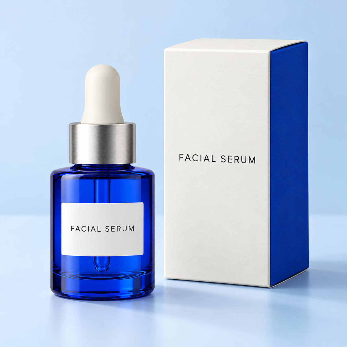 Facial serum bottle and carton concept