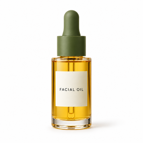 Facial oil white background concept