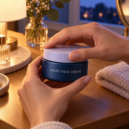 Weekend night cream routine concept