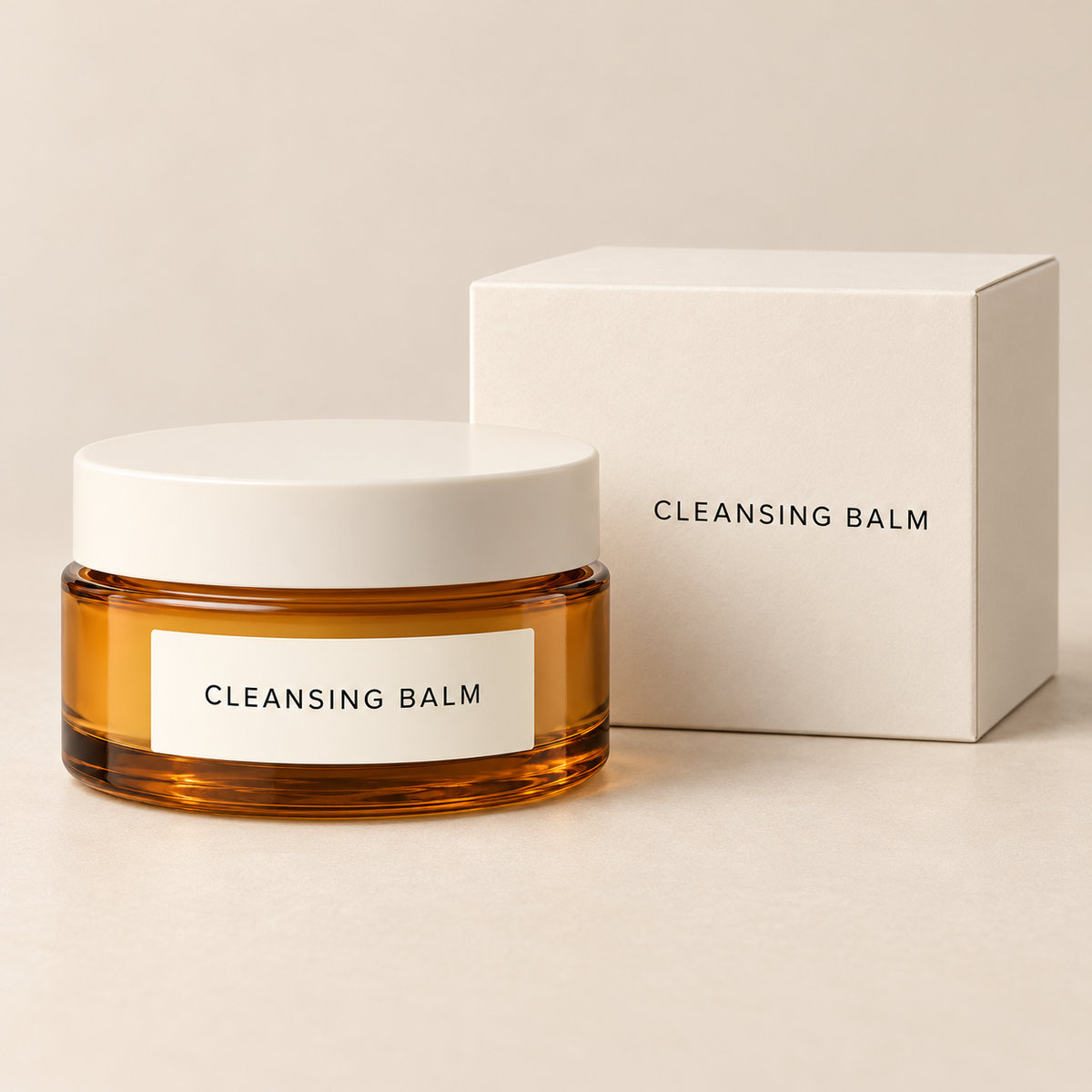 Cleansing balm jar and unbranded outer carton concept