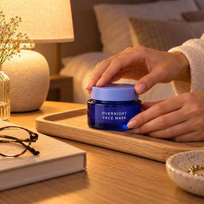 Closing overnight mask before bedtime reading
