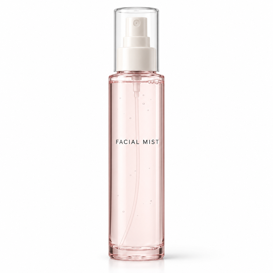 Unbranded facial mist blush bottle on white
