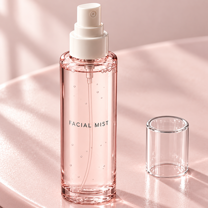 Facial mist spray nozzle and clear cap detail