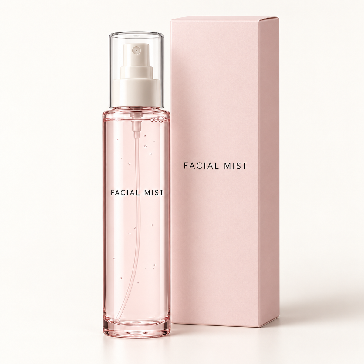 Facial mist bottle and unbranded outer carton
